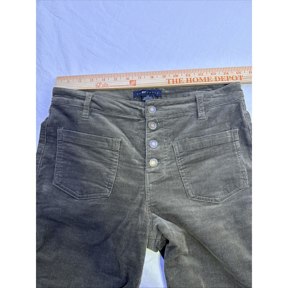 Sanctuary GRN Corduroy  PANTS WOMEN 28 BOOTCUT Mid Rise BUTTON FLY PREPPY - Picture 6 of 10